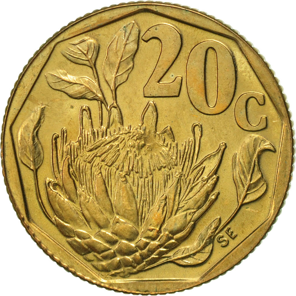 Münze, Südafrika, 20 Cents, 1995, Pretoria, SS+, Bronze Plated Steel, KM:136