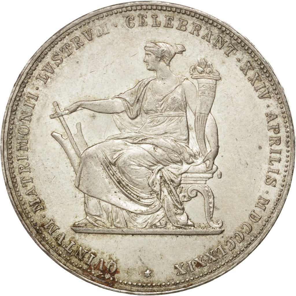 AUSTRIA, 2 Gulden, Zwei, 1879, KM #M5, MS(60-62), Silver, 24.63