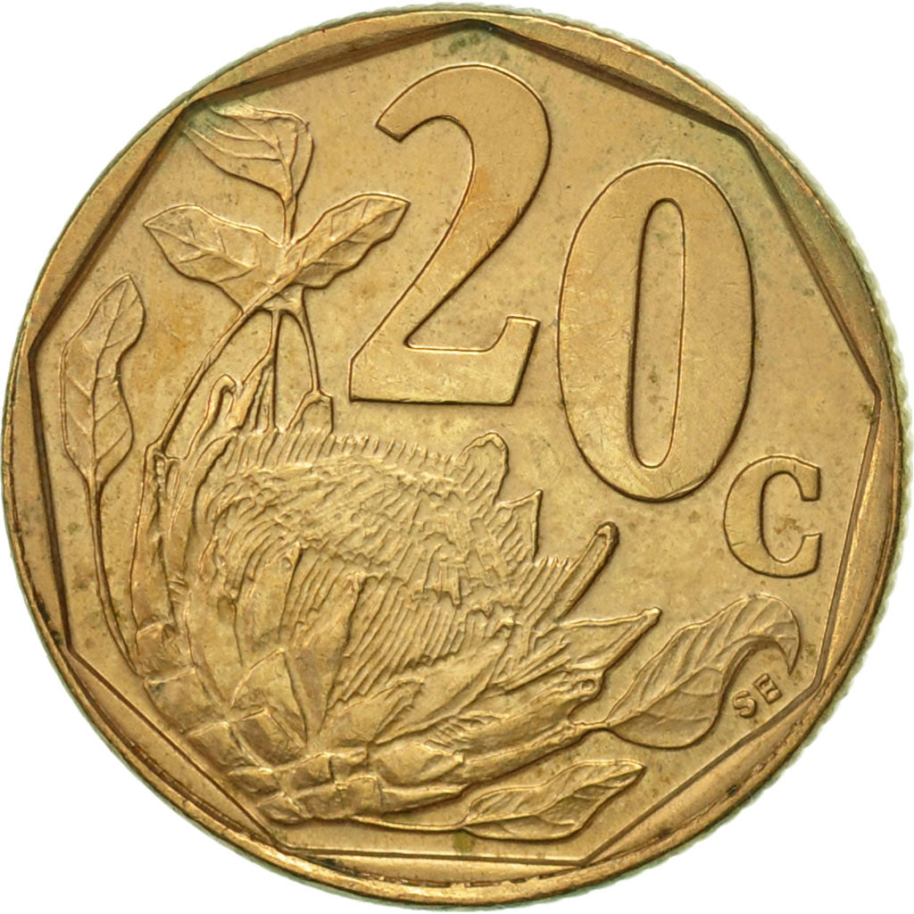 Coin, South Africa, 20 Cents, 1996, Pretoria, EF(40-45), Bronze Plated Steel