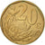 Moneda, Sudáfrica, 20 Cents, 1996, Pretoria, MBC, Bronce chapado en acero