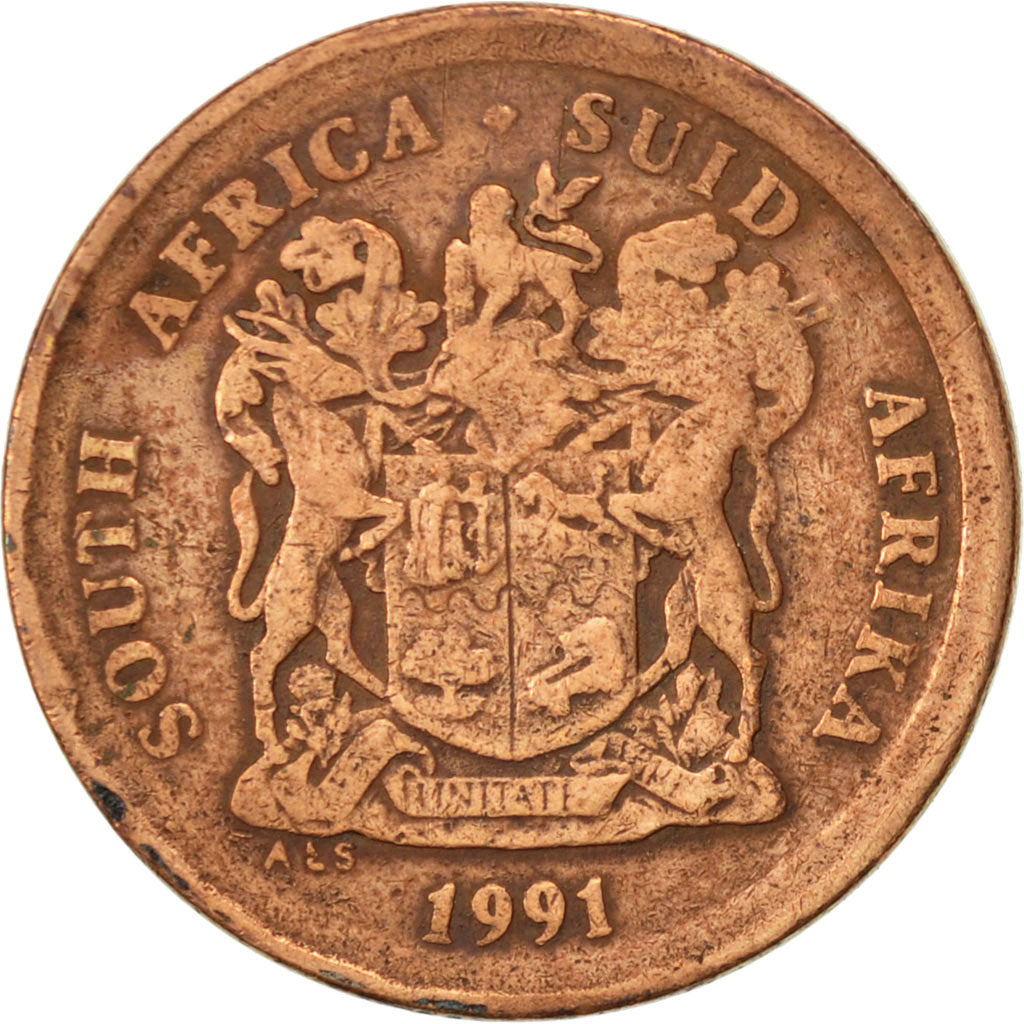 Coin, South Africa, 5 Cents, 1991, VF(30-35), Copper Plated Steel, KM:134