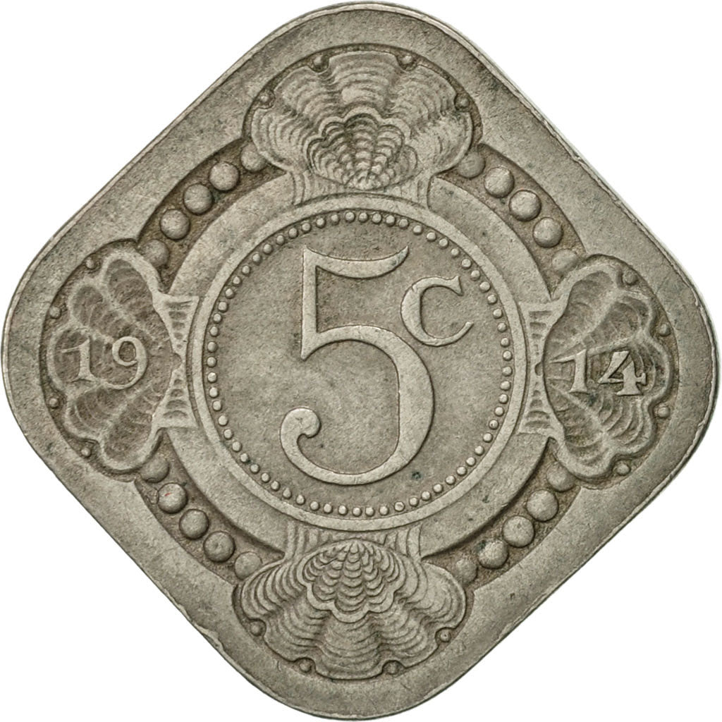 Netherlands, Wilhelmina I, 5 Cents, 1914, EF(40-45), Copper-nickel, KM:153