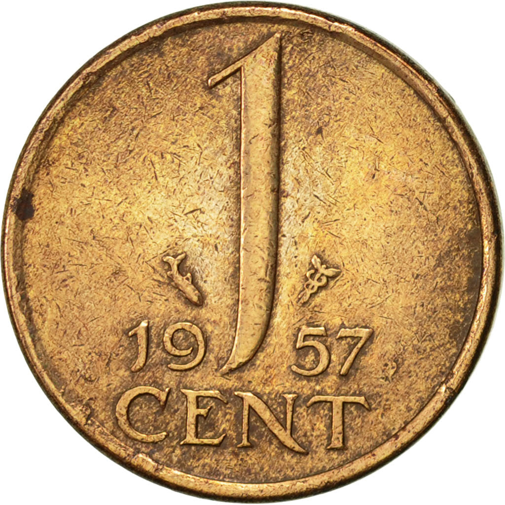Coin, Netherlands, Juliana, Cent, 1957, EF(40-45), Bronze, KM:180