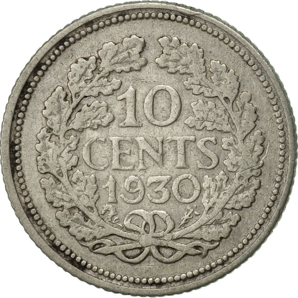 Coin, Netherlands, Wilhelmina I, 10 Cents, 1930, VF(30-35), Silver, KM:163