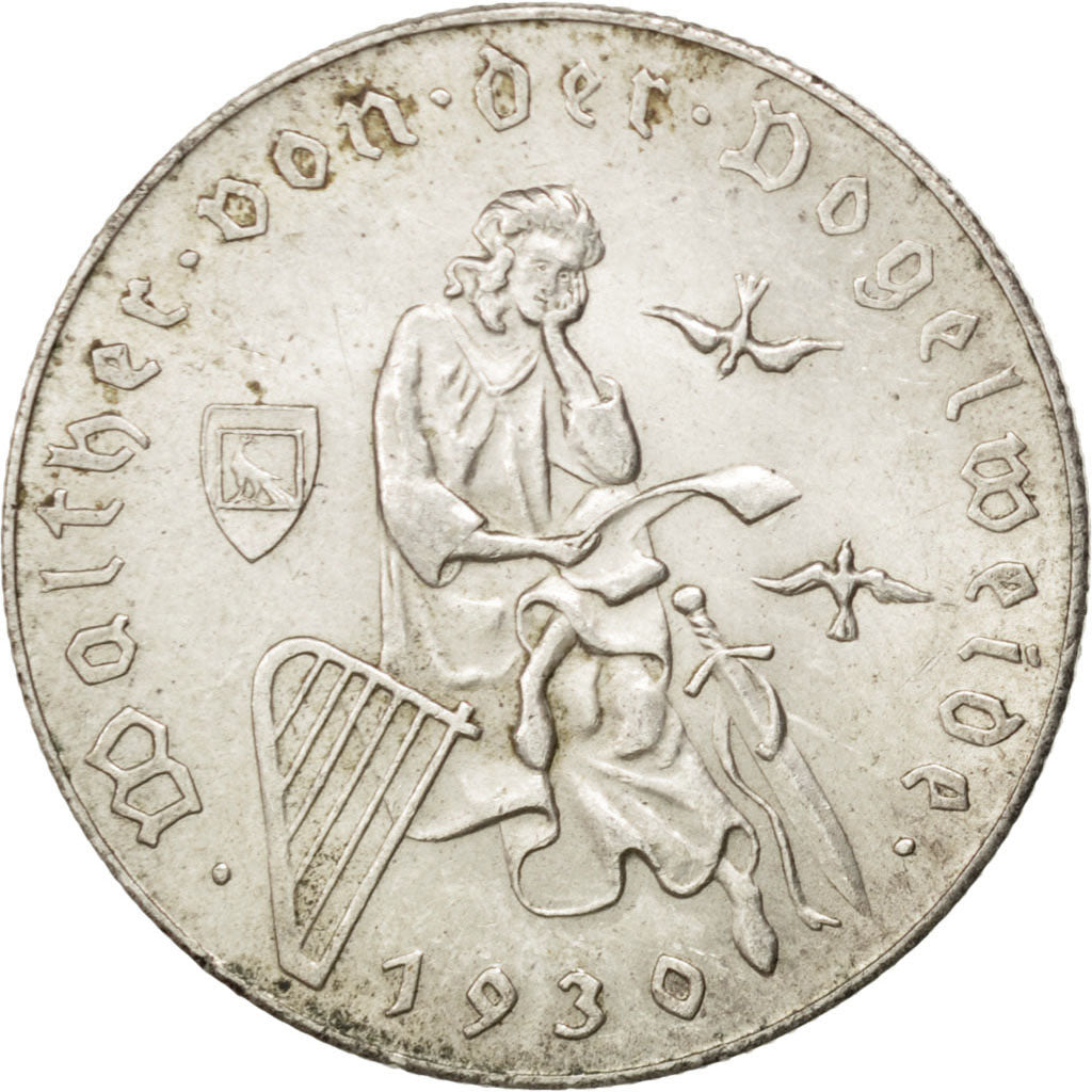 AUSTRIA, 2 Schilling, 1930, KM #2845, AU(50-53), Silver, 11.95