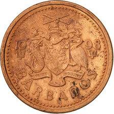 Monnaie, Barbados, Cent, 1998, Royal Canadian Mint, TTB, Copper Plated Zinc