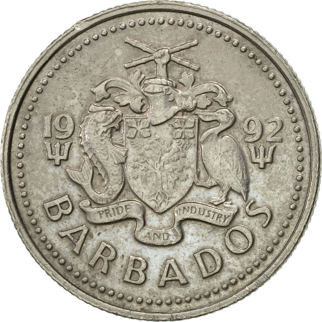 Coin, Barbados, 10 Cents, 1992, Franklin Mint, AU(50-53), Copper-nickel, KM:12