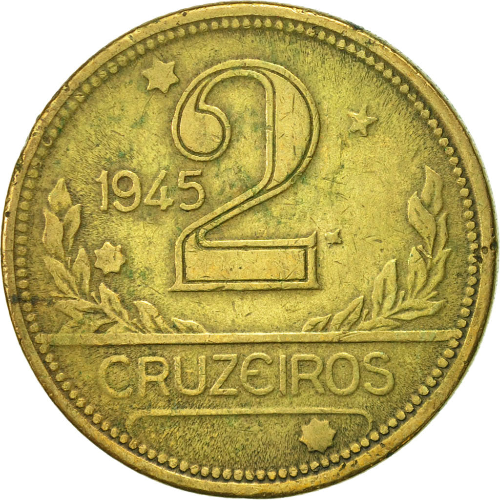 Moneta, Brasile, 2 Cruzeiros, 1945, BB, Alluminio-bronzo, KM:559
