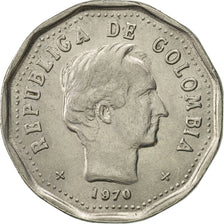 Moneta, Colombia, 50 Centavos, 1970, AU(55-58), Nikiel powlekany stalą