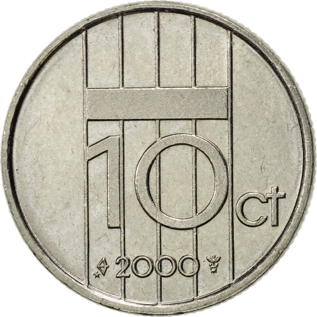 Coin, Netherlands, Beatrix, 10 Cents, 2000, AU(55-58), Nickel, KM:203
