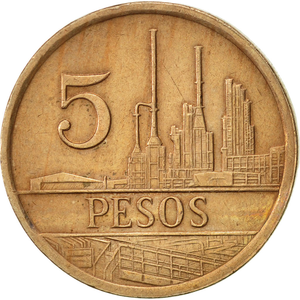 Colombia, 5 Pesos, 1980, AU(50-53), Bronze, KM:268