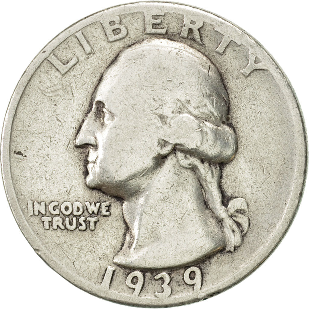 United States, Washington Quarter, Quarter, 1939, U.S. Mint, Philadelphia
