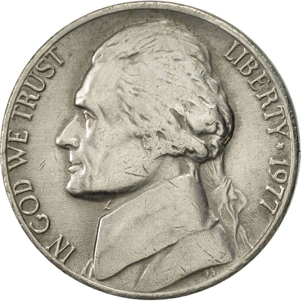 Monnaie, États-Unis, Jefferson Nickel, 5 Cents, 1977, U.S. Mint, Philadelphie