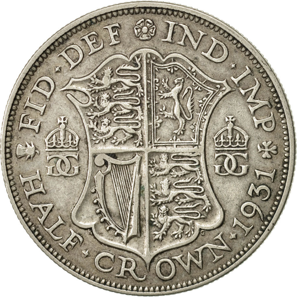 Coin, Great Britain, George V, 1/2 Crown, 1931, EF(40-45), Silver, KM:835