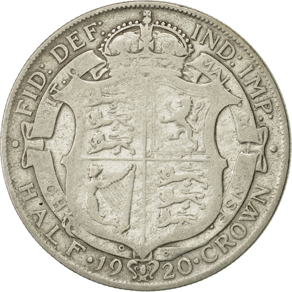 Moneta, Gran Bretagna, George V, 1/2 Crown, 1920, B+, Argento, KM:818.1a