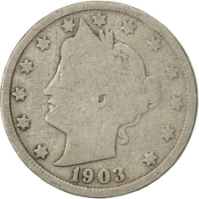 Moneta, USA, Liberty Nickel, 5 Cents, 1903, U.S. Mint, Philadelphia, F(12-15)