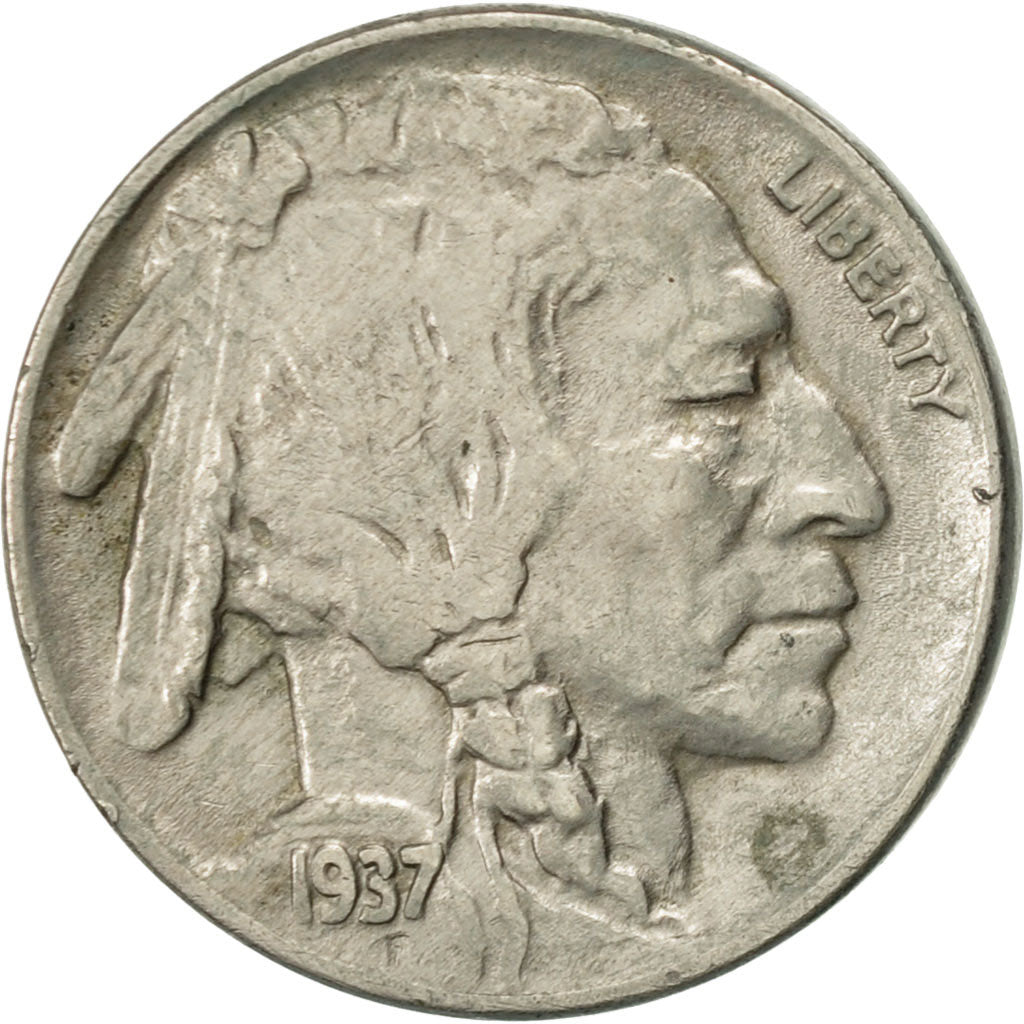 United States, Buffalo Nickel, 5 Cents, 1937, U.S. Mint, Philadelphia