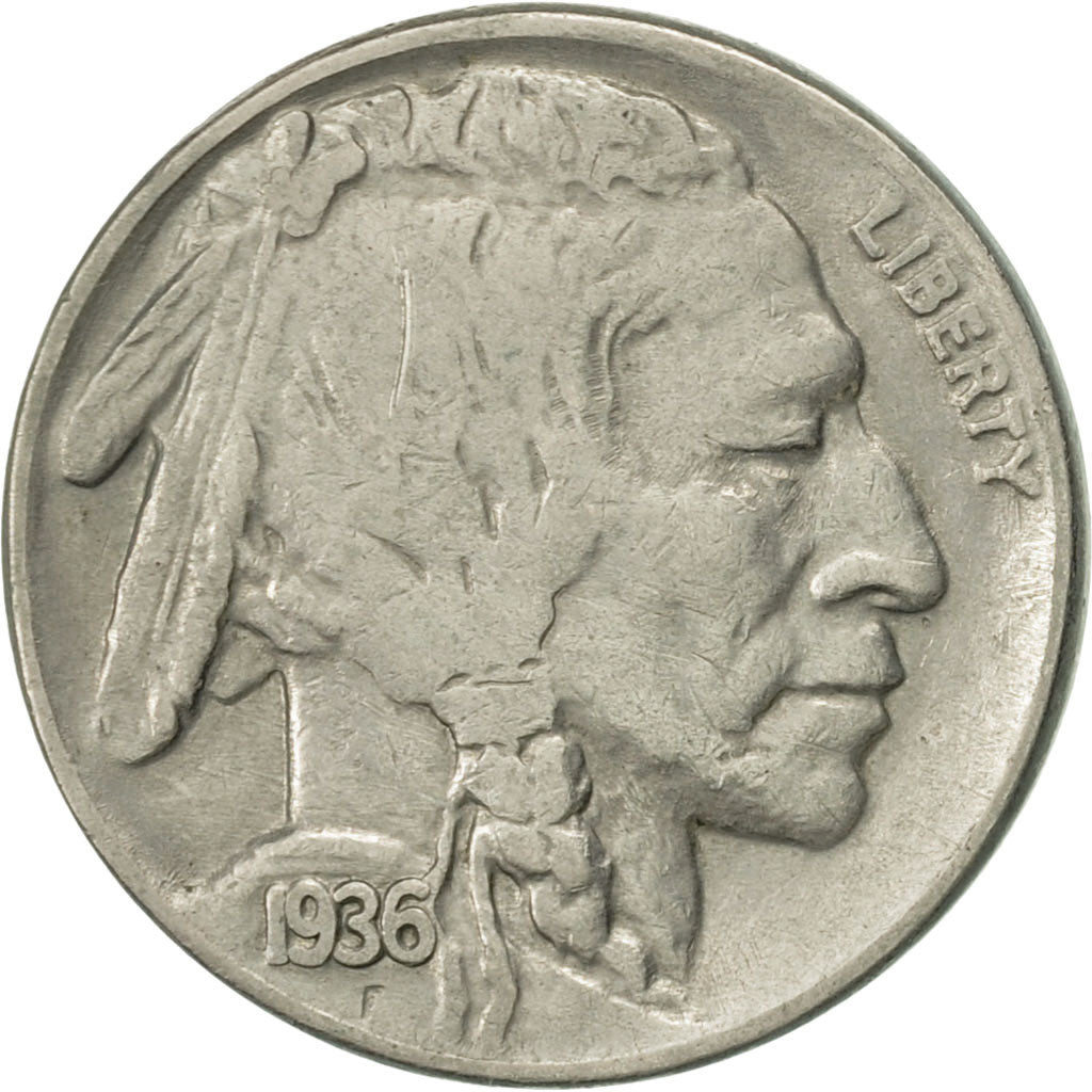 United States, Buffalo Nickel, 5 Cents, 1936, U.S. Mint, Philadelphia