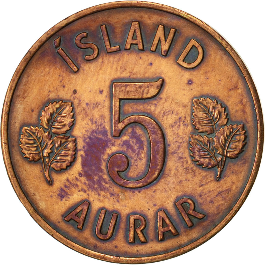Moneda, Islandia, 5 Aurar, 1966, MBC, Bronce, KM:9