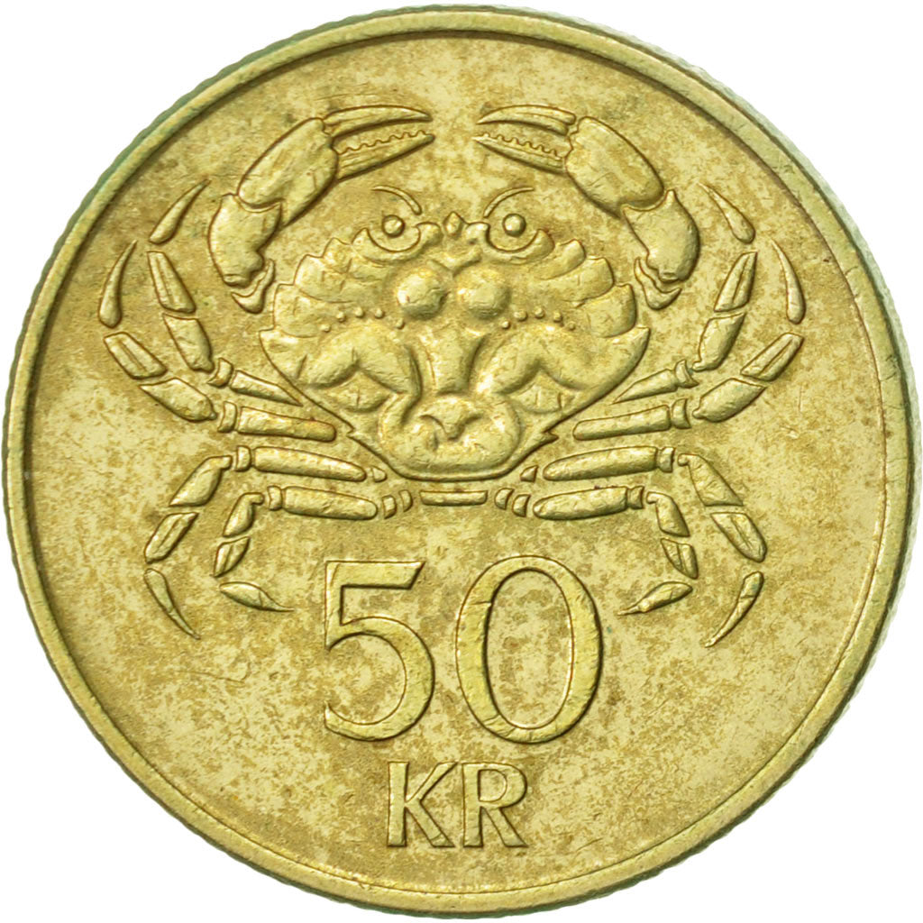Coin, Iceland, 50 Kronur, 1992, EF(40-45), Nickel-brass, KM:31