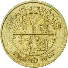 Moneda, Islandia, 50 Kronur, 1987, MBC, Níquel - latón, KM:31