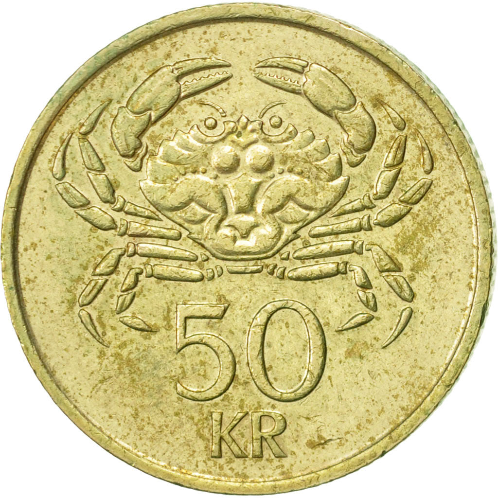 Coin, Iceland, 50 Kronur, 1987, EF(40-45), Nickel-brass, KM:31