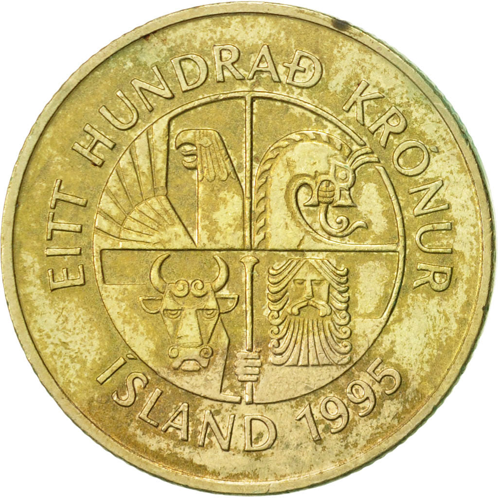 Iceland, 100 Kronur, 1995, EF(40-45), Nickel-brass, KM:35
