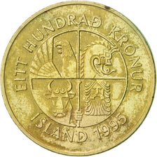 Iceland, 100 Kronur, 1995, EF(40-45), Nickel-brass, KM:35