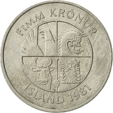 Iceland, 5 Kronur, 1981, AU(50-53), Copper-nickel, KM:28