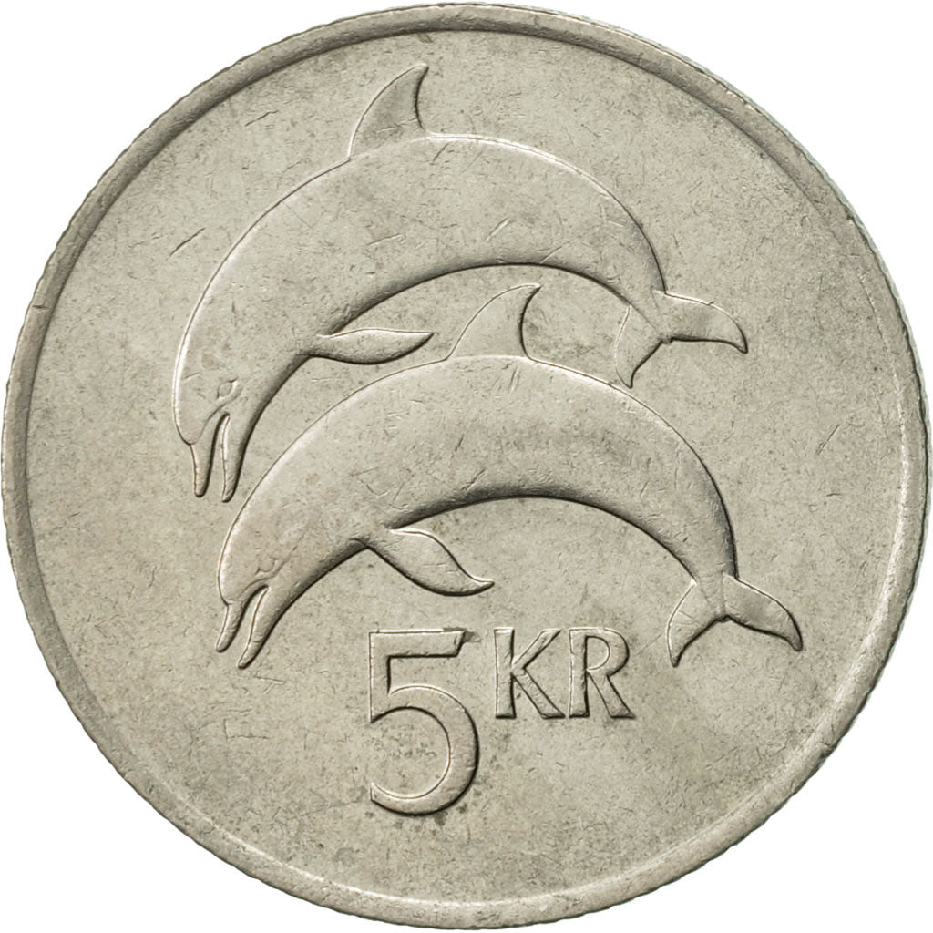 Iceland, 5 Kronur, 1987, AU(55-58), Copper-nickel, KM:28