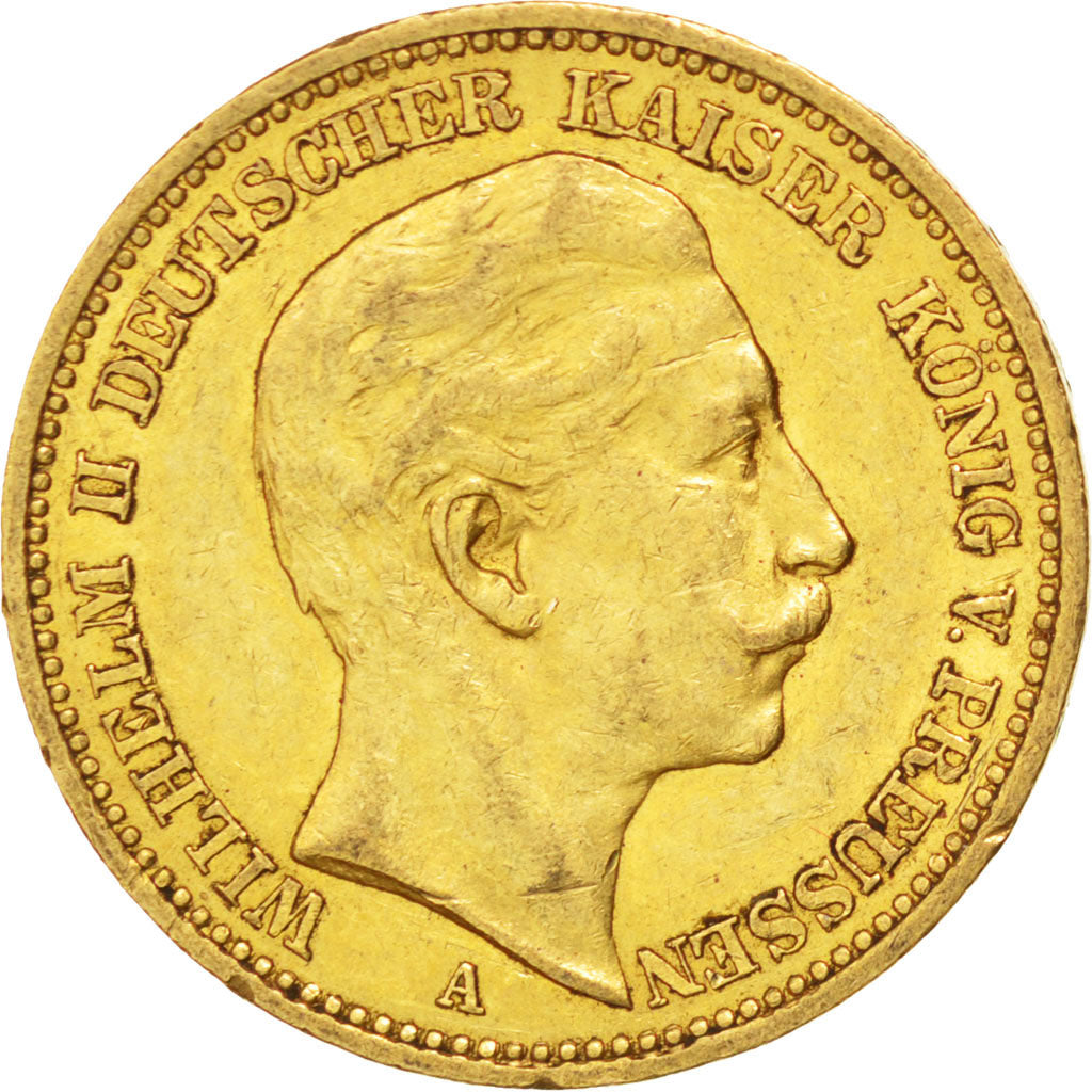 GERMAN STATES, 20 Mark, 1889, Berlin, KM #516, AU(50-53), Gold, 7.95