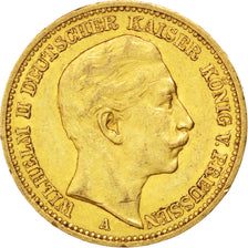 GERMAN STATES, 20 Mark, 1889, Berlin, KM #516, AU(50-53), Gold, 7.95