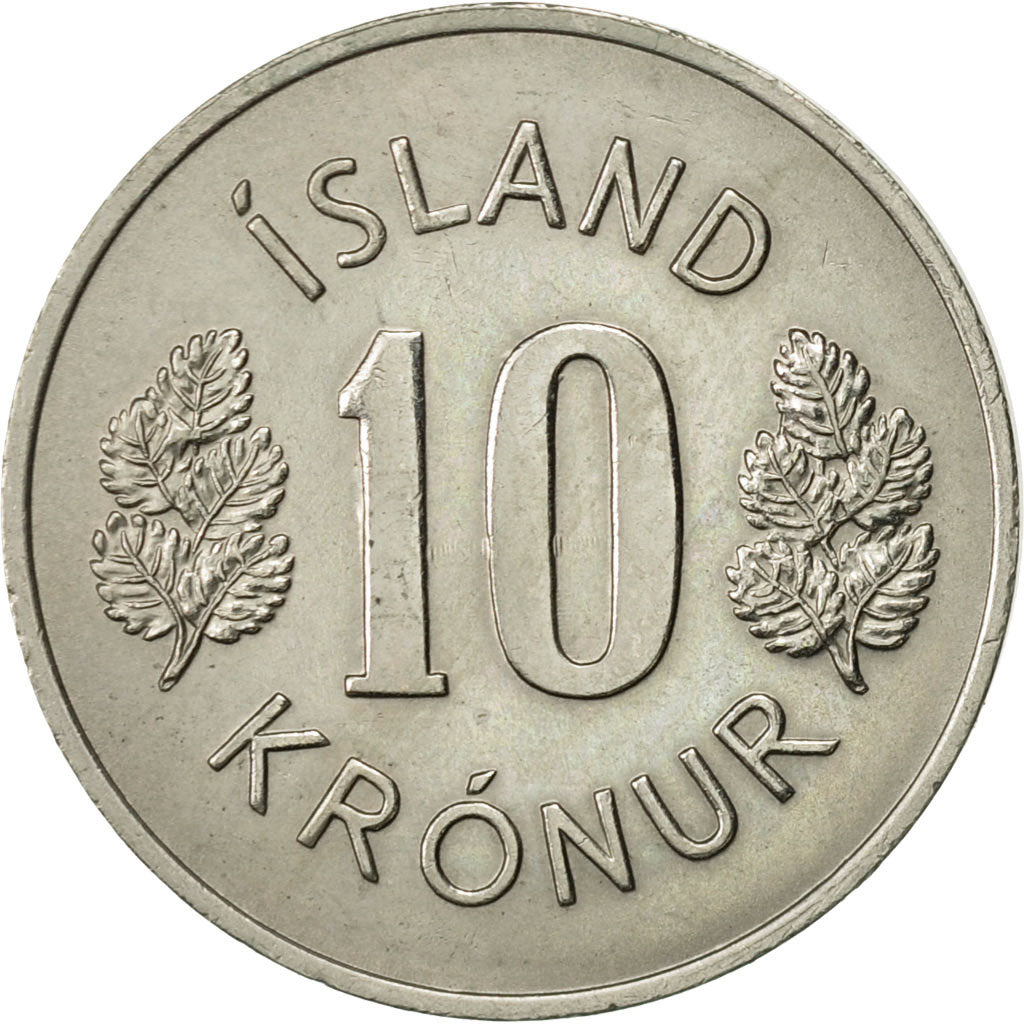 Iceland, 10 Kronur, 1967, AU(55-58), Copper-nickel, KM:15