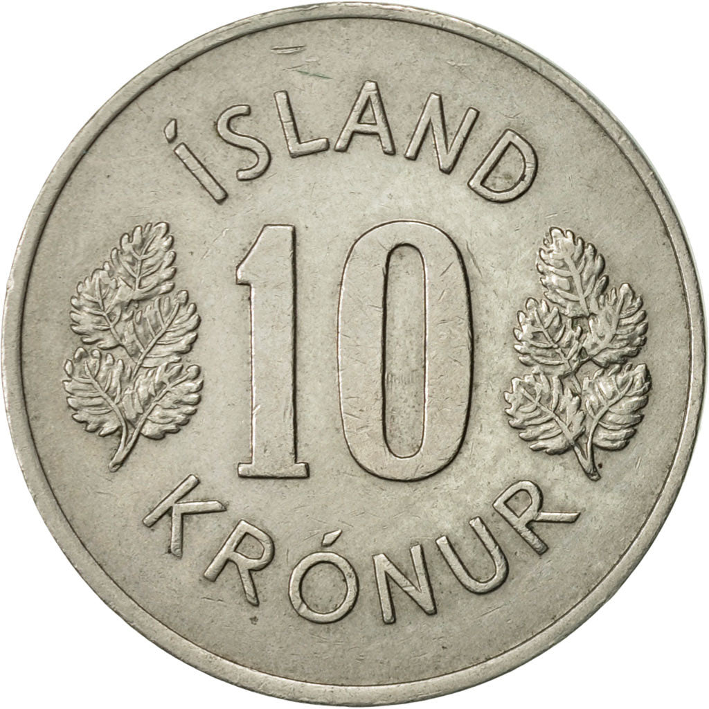 Iceland, 10 Kronur, 1969, AU(55-58), Copper-nickel, KM:15