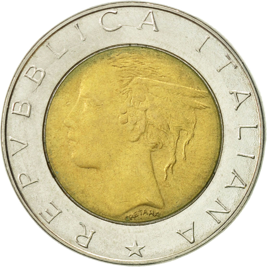Coin, Italy, 500 Lire, 1988, Rome, EF(40-45), Bi-Metallic, KM:111