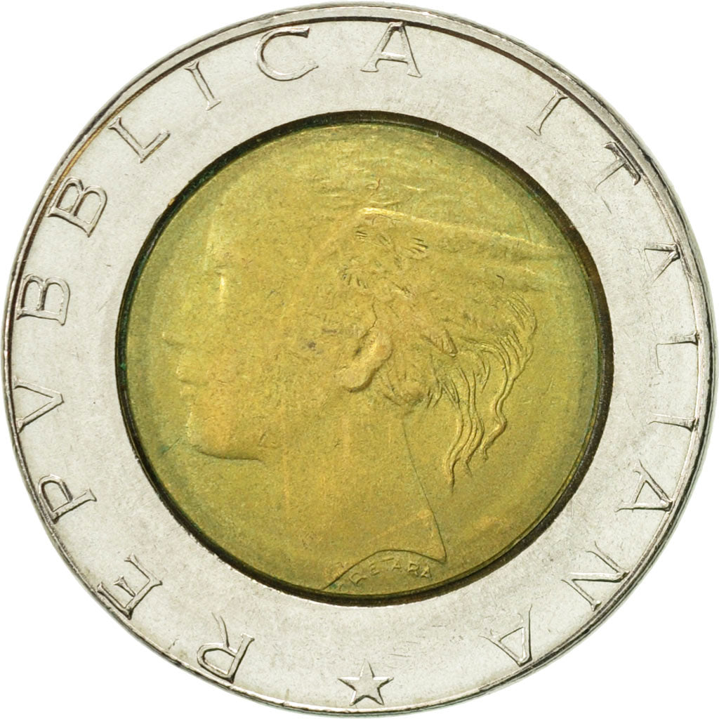 Coin, Italy, 500 Lire, 1990, Rome, EF(40-45), Bi-Metallic, KM:111