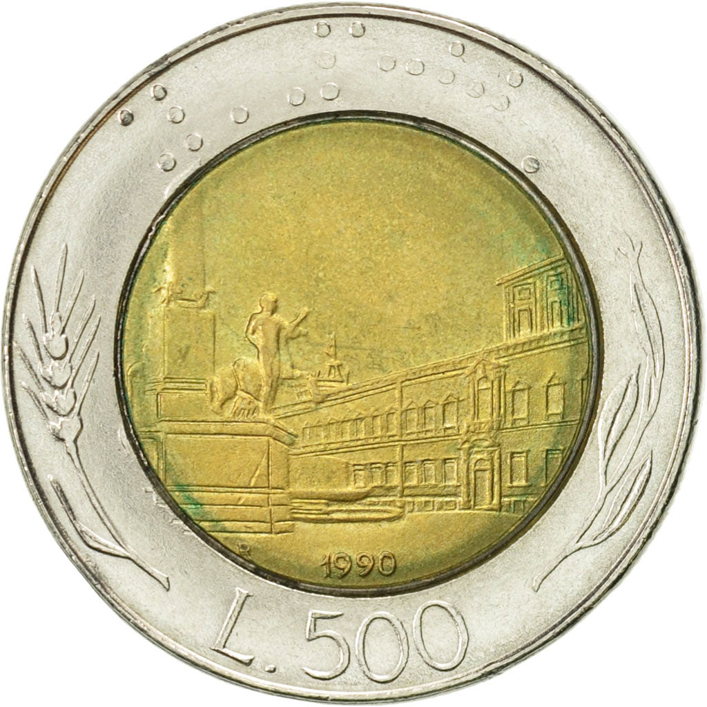 Coin, Italy, 500 Lire, 1990, Rome, EF(40-45), Bi-Metallic, KM:111