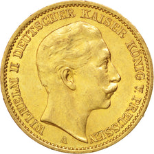 GERMAN STATES, 20 Mark, 1911, Berlin, KM #521, AU(55-58), Gold, 7.95