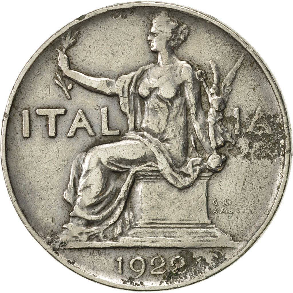 Moneda, Italia, Vittorio Emanuele III, Lira, 1922, Rome, MBC, Níquel, KM:62