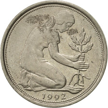Moneta, GERMANIA - REPUBBLICA FEDERALE, 50 Pfennig, 1992, Stuttgart, BB+