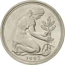 Münze, Bundesrepublik Deutschland, 50 Pfennig, 1992, Karlsruhe, SS+