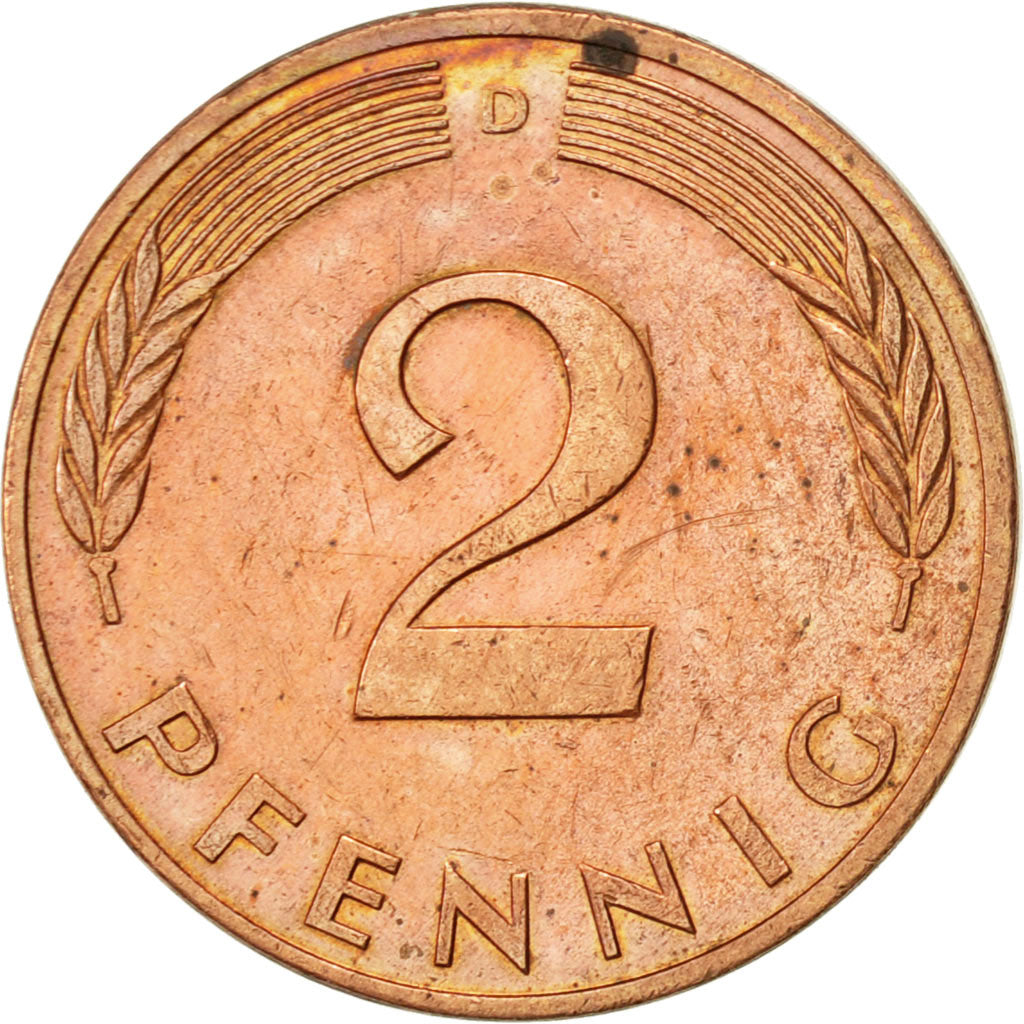Coin, GERMANY - FEDERAL REPUBLIC, 2 Pfennig, 1992, Munich, AU(50-53), Copper