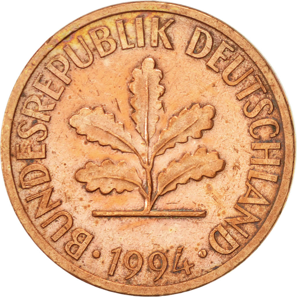 Munten, Federale Duitse Republiek, 2 Pfennig, 1994, Berlin, ZF+, Copper Plated