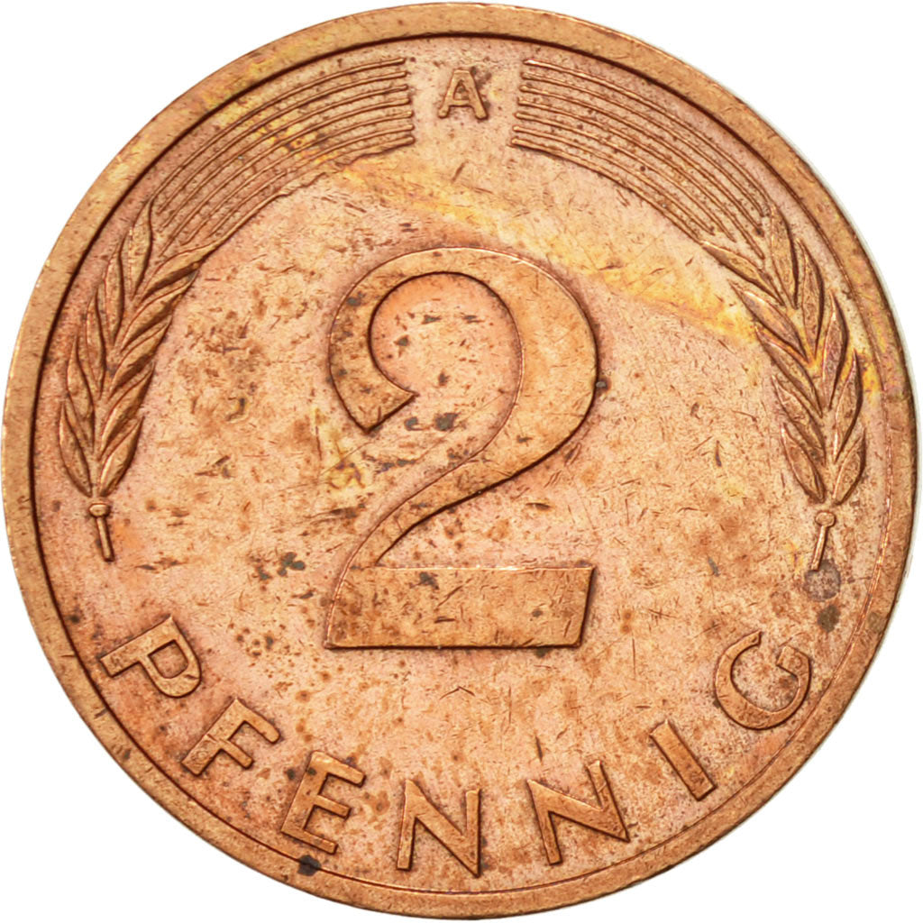 Munten, Federale Duitse Republiek, 2 Pfennig, 1994, Berlin, ZF+, Copper Plated