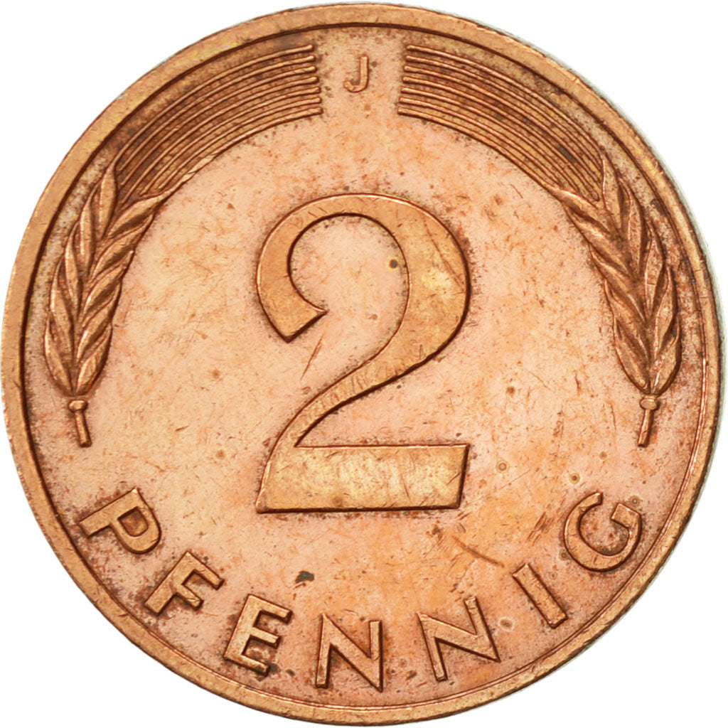 Coin, GERMANY - FEDERAL REPUBLIC, 2 Pfennig, 1987, Hambourg, EF(40-45), Copper