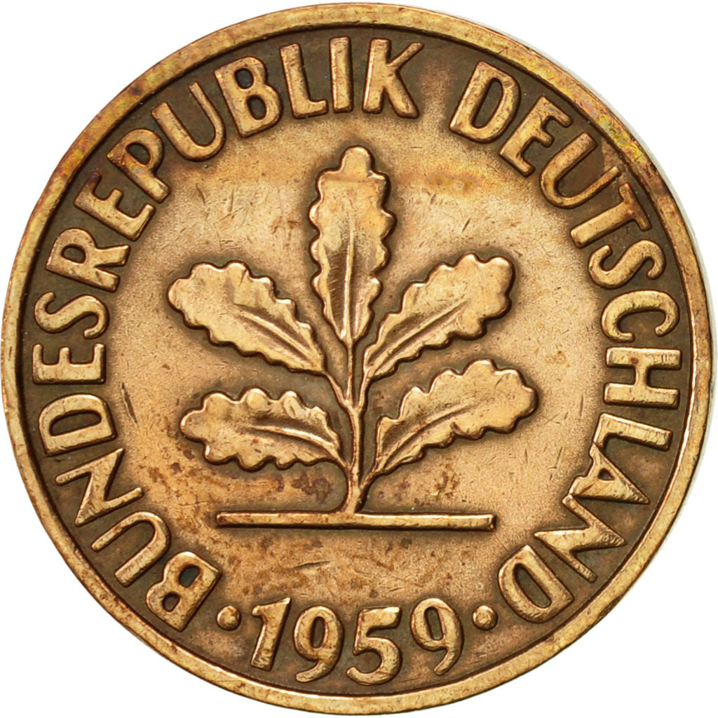 Munten, Federale Duitse Republiek, 2 Pfennig, 1959, Stuttgart, ZF, Bronze