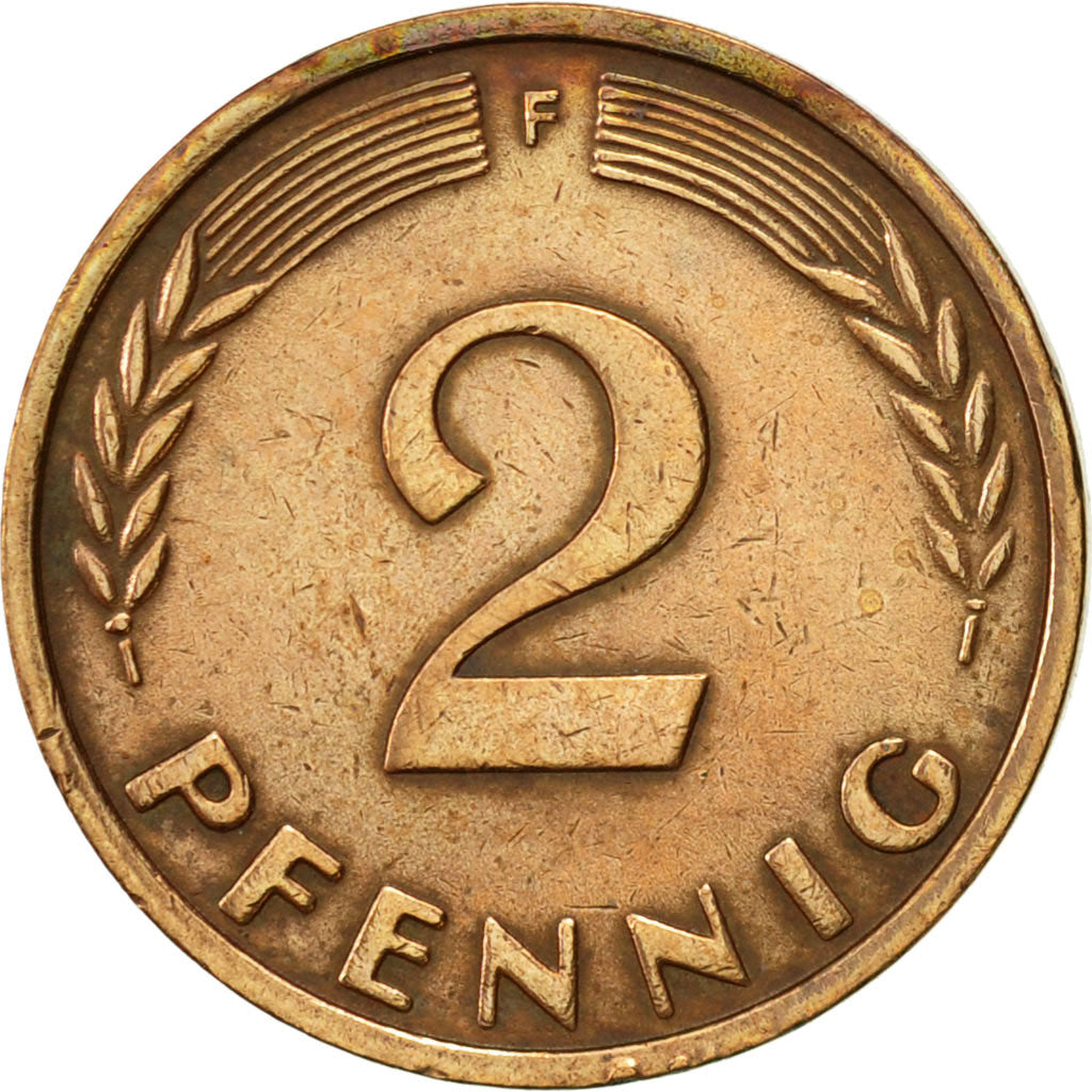 Munten, Federale Duitse Republiek, 2 Pfennig, 1959, Stuttgart, ZF, Bronze
