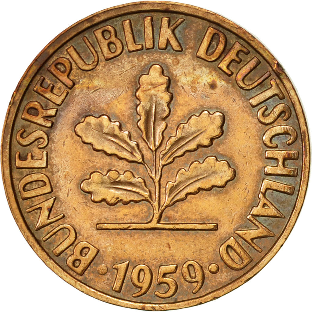 Münze, Bundesrepublik Deutschland, 2 Pfennig, 1959, Hambourg, SS, Bronze