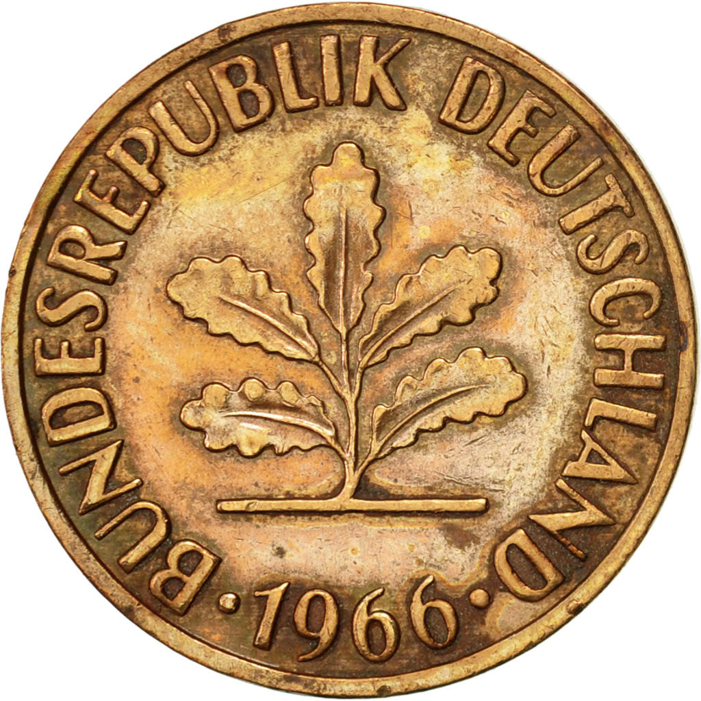 Moneda, ALEMANIA - REPÚBLICA FEDERAL, 2 Pfennig, 1966, Hambourg, MBC, Bronce
