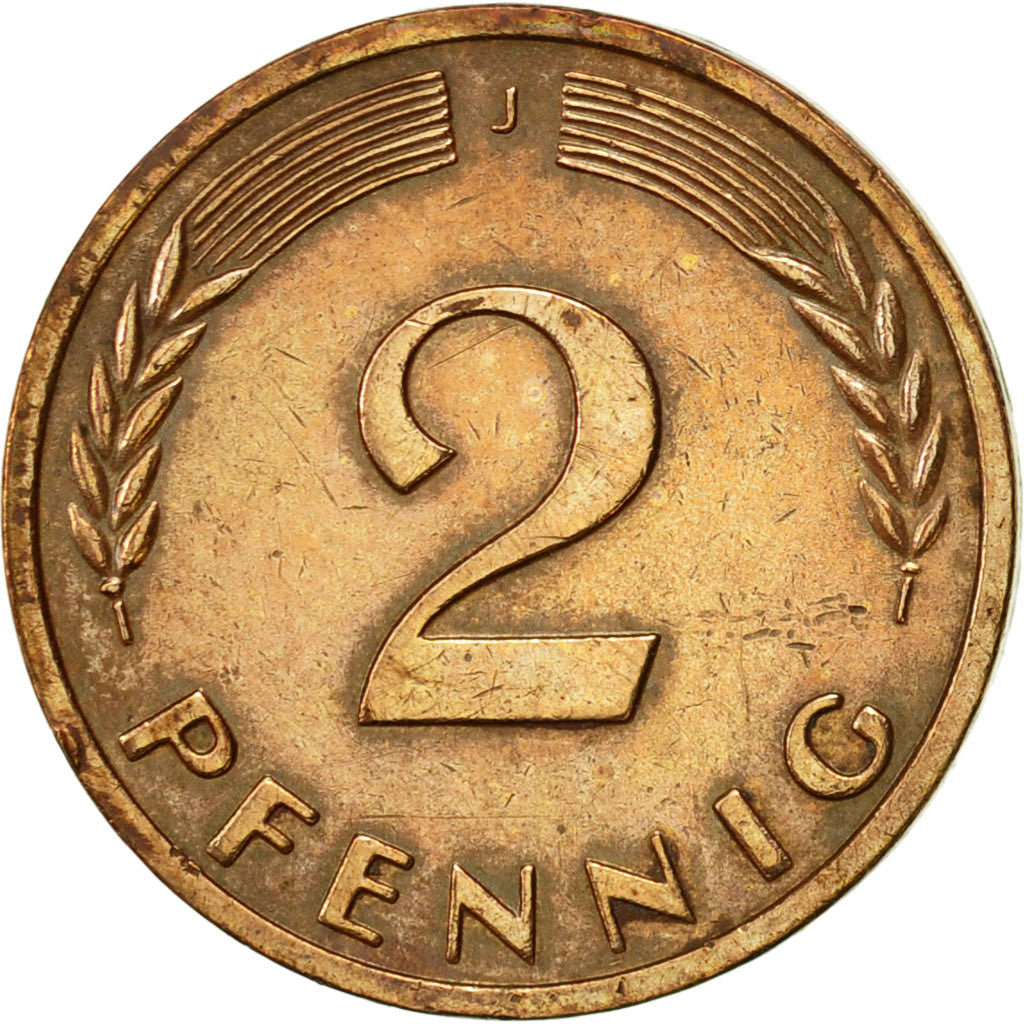 Moneda, ALEMANIA - REPÚBLICA FEDERAL, 2 Pfennig, 1966, Hambourg, MBC, Bronce